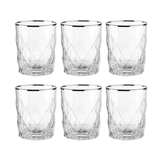 UPSCALE VIZES POHÁR EZÜST SZEGÉLLYEL 345 ML, 6 DB-OS KÉSZLET