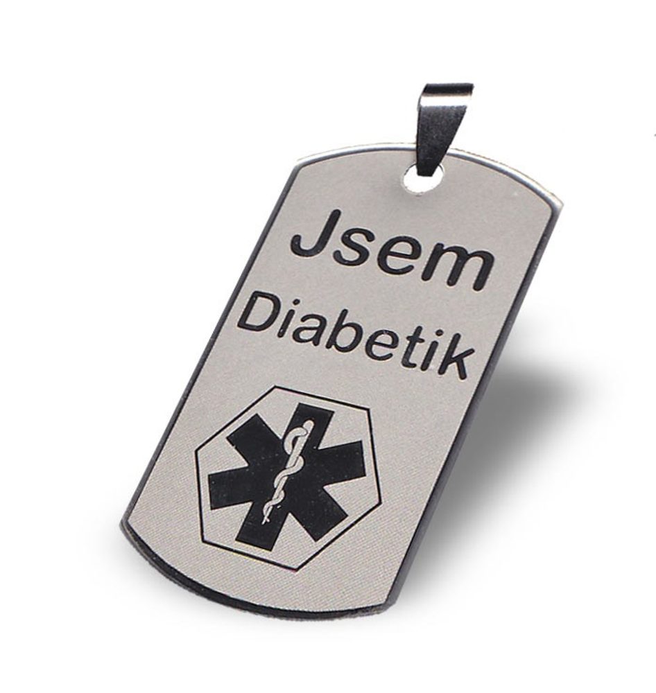 Přívěsek Jsem Diabetik velký + řetízek