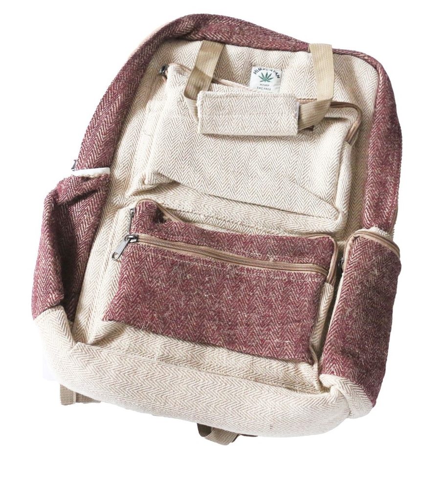 Ručně tkaný batoh HEMP-béžovo-fialový