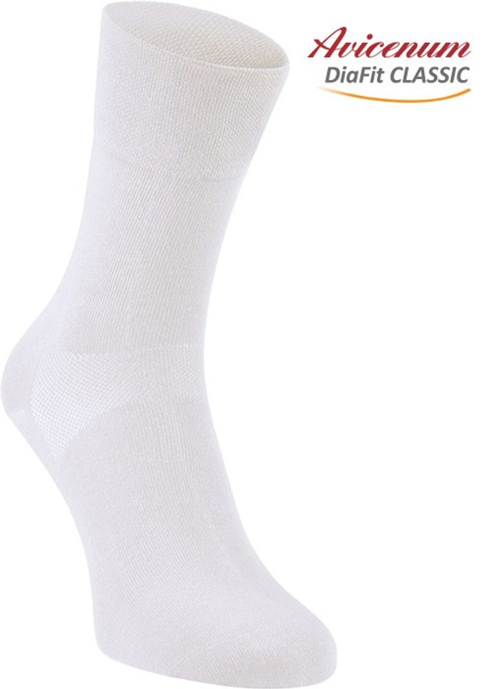 Levně Avicenum DiaFit CLASSIC bavlněné ponožky - bílá velikost 44 - 47