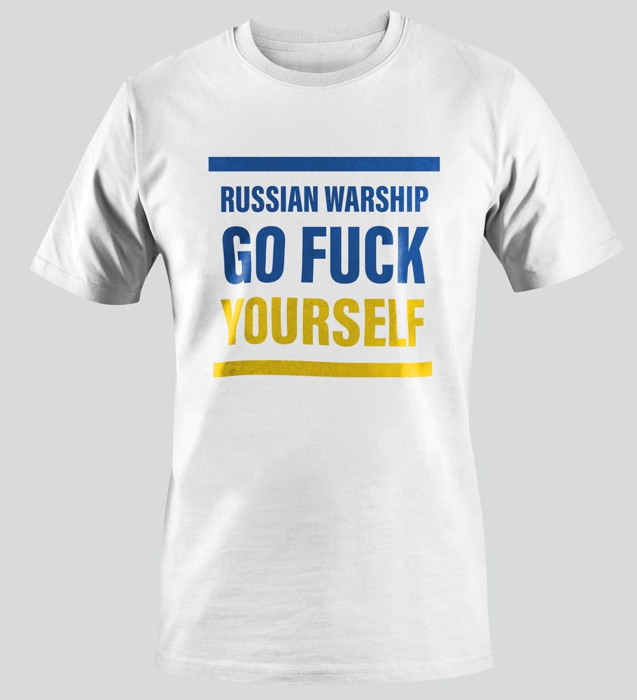 Levně Tričko RUSSIAN WARSHIP - GO FUCK YOURSELF pruh bílé - XL