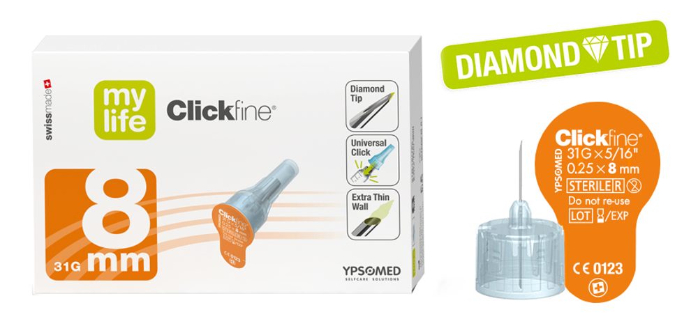 Inzulínové jehly - univerzální MYLIFE CLICKFINE 8 MM