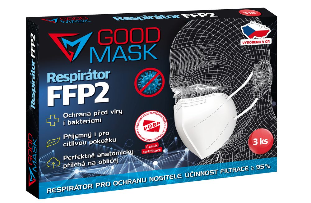 GOOD MASK Respirátor FFP2 Covid 19 bílý 10ks koupíte na Dialekarna.cz