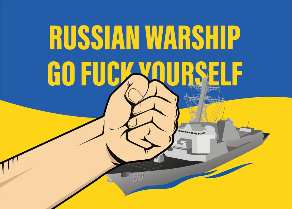 Levně Samolepka RUSSIAN WARSHIP - GO FUCK YOURSELF pěst