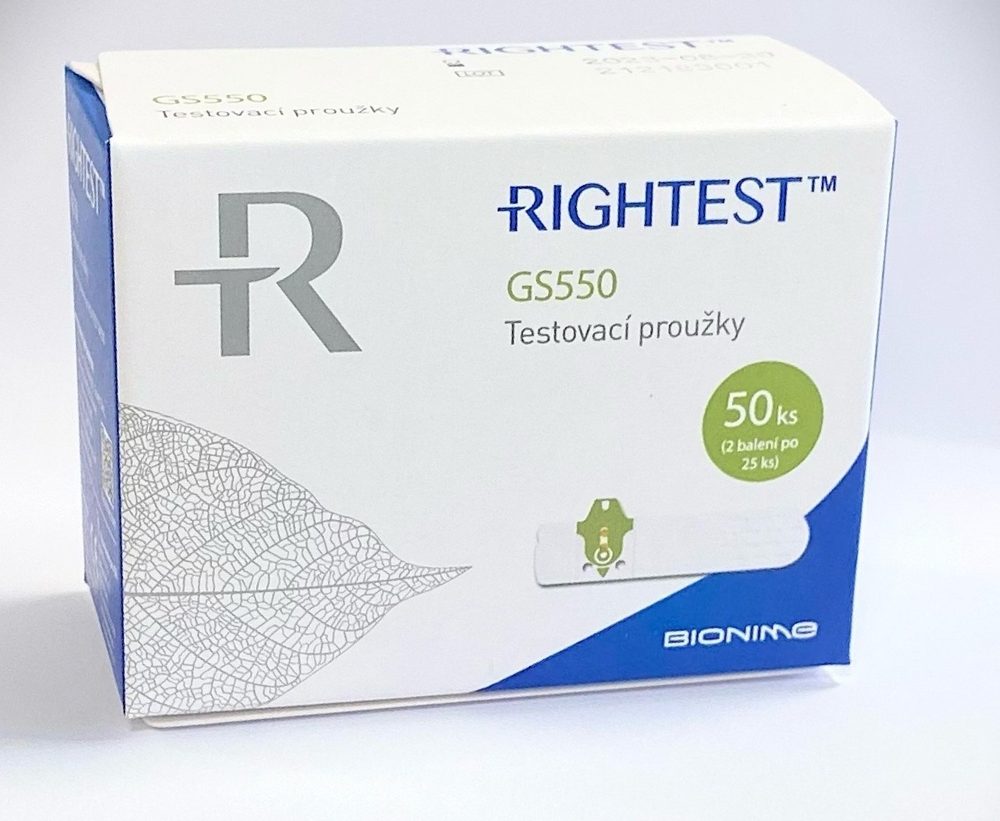 Levně Testovací proužky Rightest GS550(ke glukometrům mylife Pura/ mylife Pura X)