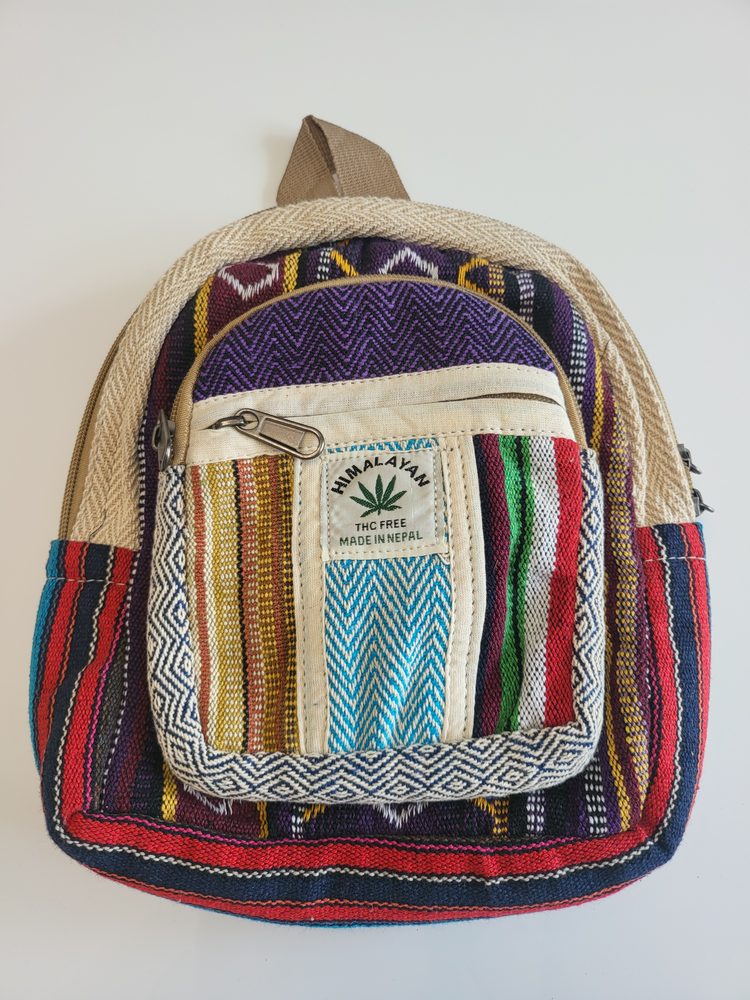Ručně tkaný malý batoh HEMP-barevný