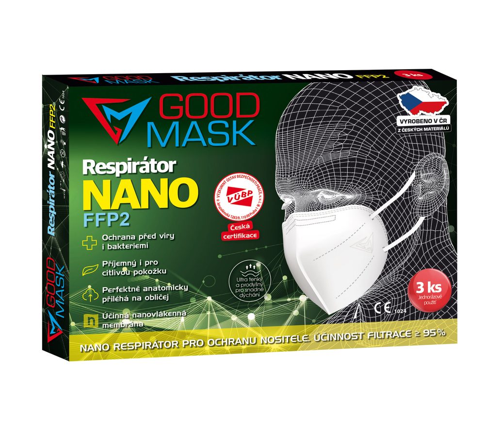 Levně Nanorespirátor FFP2 GOOD MASK GM2 NANO - 3ks