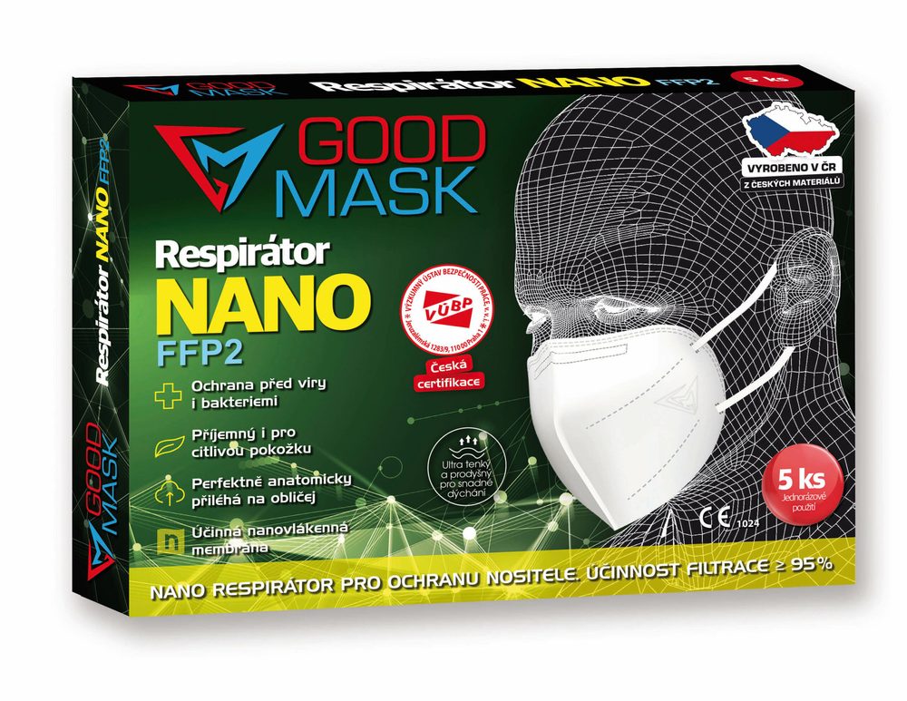 Levně Nanorespirátor FFP2 GOOD MASK GM2 NANO - 5ks