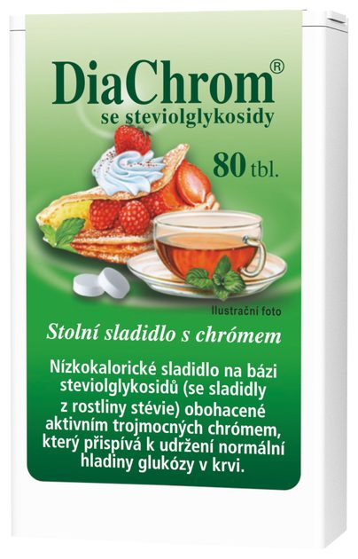 Sladidlo - DiaChrom s steviou, 80 tbl. - AGROBAC - Sladidla - Potraviny,  vitamíny, čaje - DIALEKAREN.SK - obchod pro zdravý život - DIALEKAREN.SK