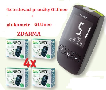 DIALEKARNA.CZ - Testovací proužky GluNeo 4ks + glukometr zdarma - Infopia  Co.,Ltd. - Testovací a diagnostické proužky - - DIALEKARNA.CZ - obchod pro  zdravý život