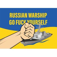 Samolepka RUSSIAN WARSHIP - GO FUCK YOURSELF pěst