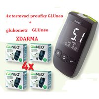 Testovacie prúžky GluNeo 4 ks + glukometer zdarma