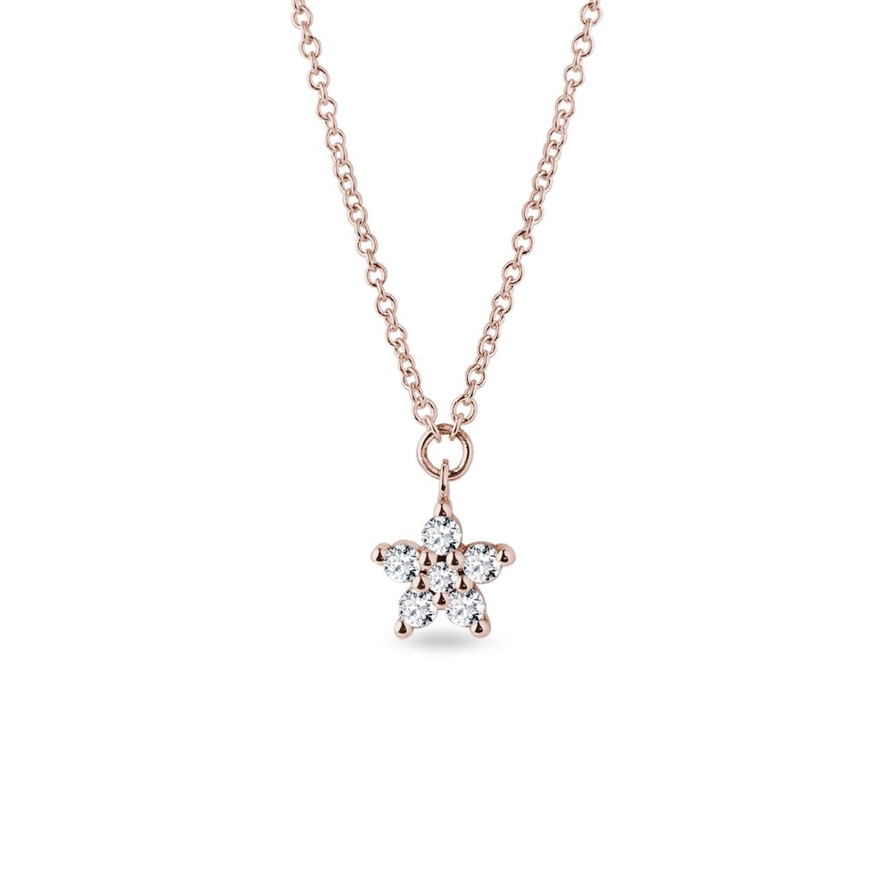 E-shop Náhrdelník hvězda s diamanty v růžovém zlatě