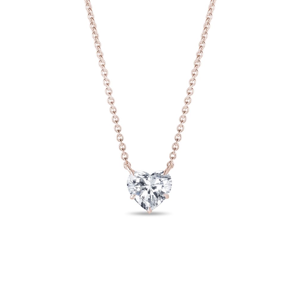 Náhrdelník ze růžového zlata s diamantem ve tvaru srdce KLENOTA