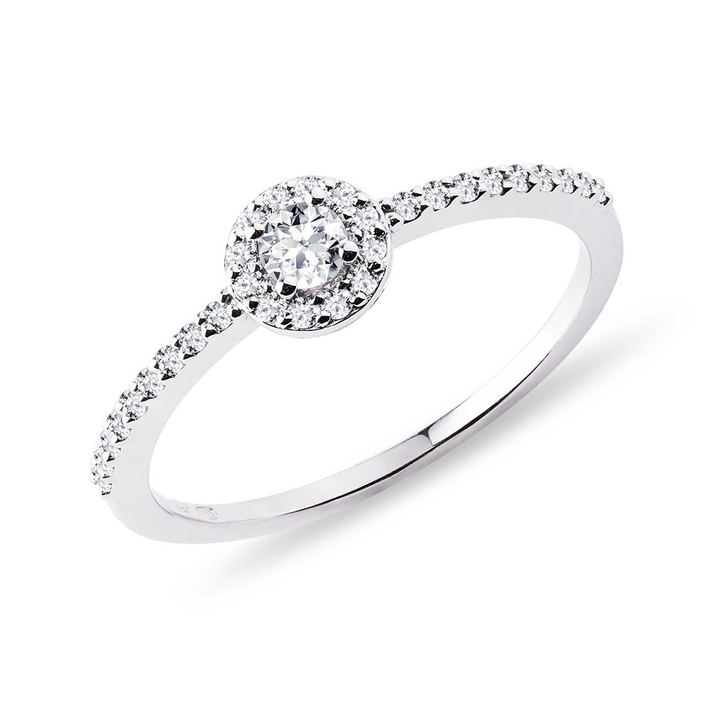 E-shop Briliantový prsten halo z bílého 14k zlata