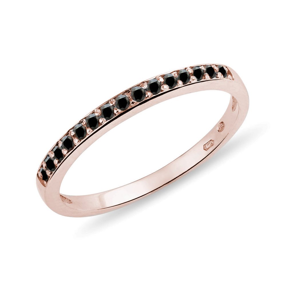 E-shop Prsten s černými diamanty v růžovém zlatě