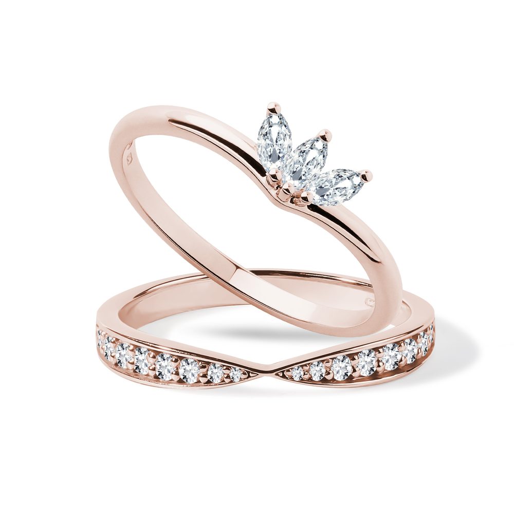 E-shop Sada zásnubního a snubního prstenu v růžovém zlatě