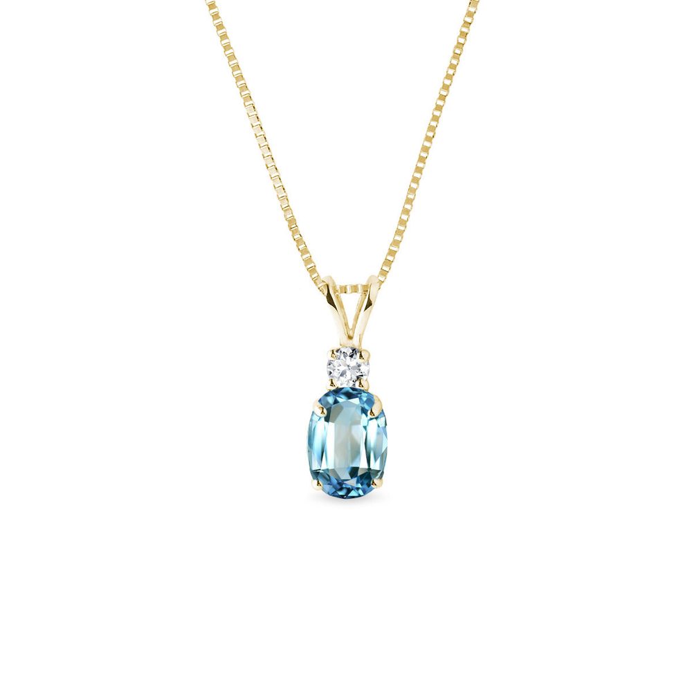 E-shop Zlatý náhrdelník s oválným topazem a diamantem