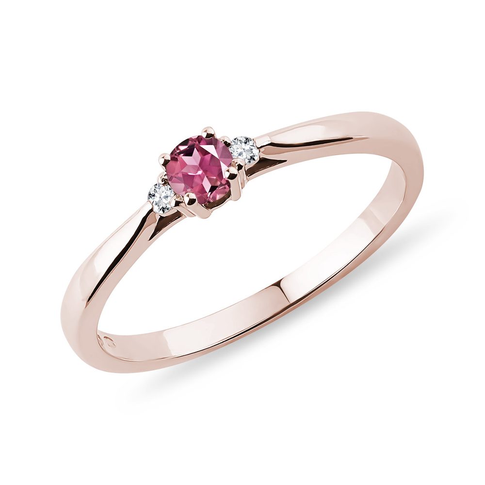 E-shop Prsten z růžového zlata s turmalínem a diamanty