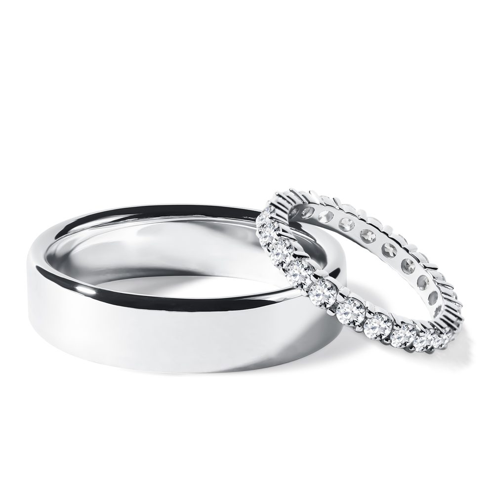 E-shop Sada eternity & hladký snubní prsten v bílém zlatě