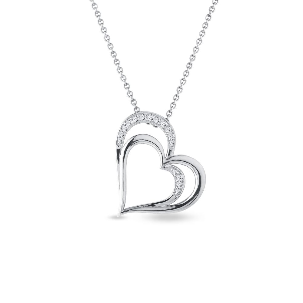 E-shop Náhrdelník v bílém zlatě s diamantovým srdcem