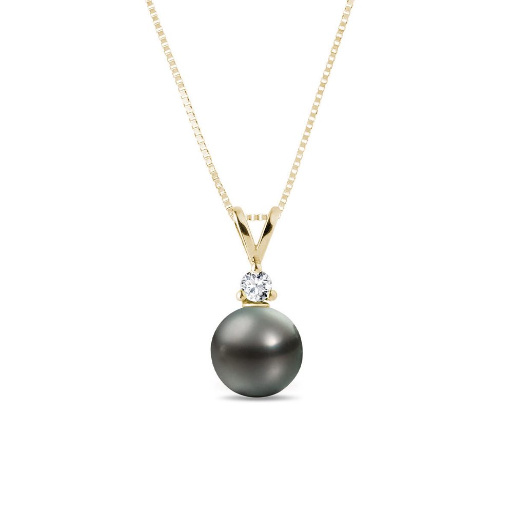 E-shop Zlatý náhrdelník s tahitskou perlou a diamantem