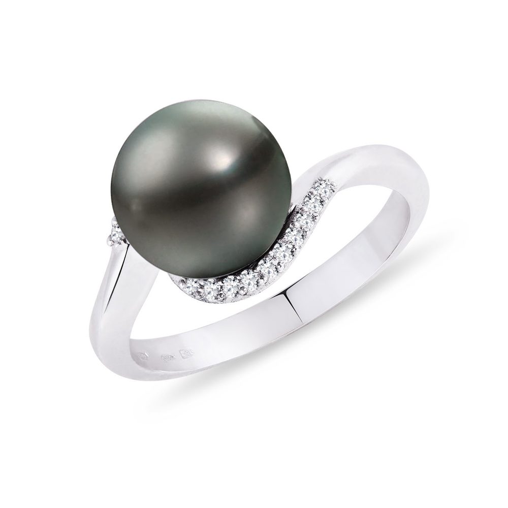 E-shop Zlatý prsten s tahitskou perlou a diamanty