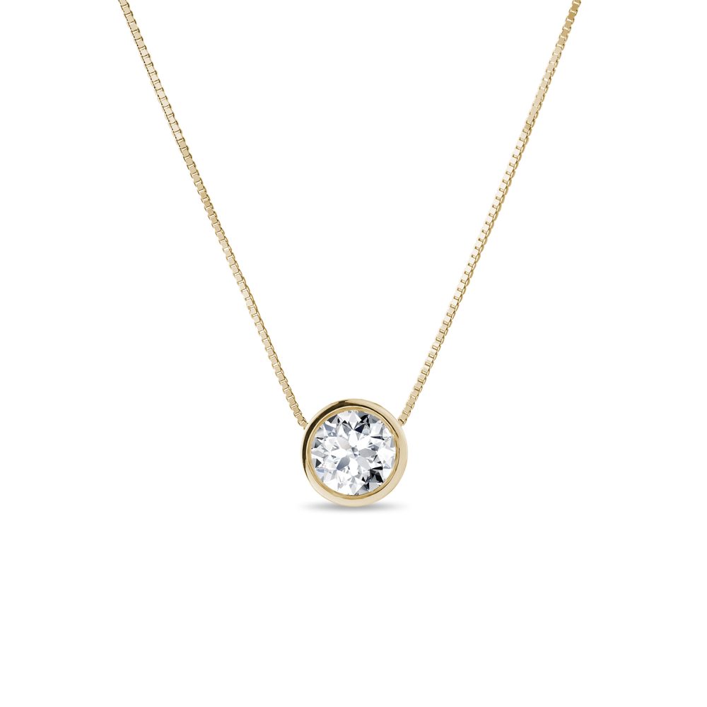 Zlatý bezel náhrdelník s diamantovým přívěskem KLENOTA