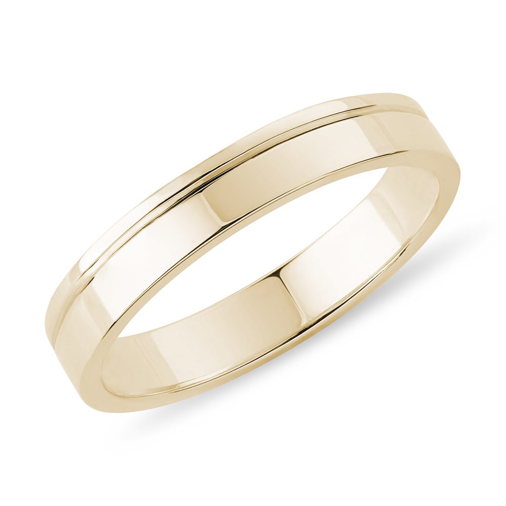 E-shop Pánský snubní prsten s drážkou ve žlutém zlatě