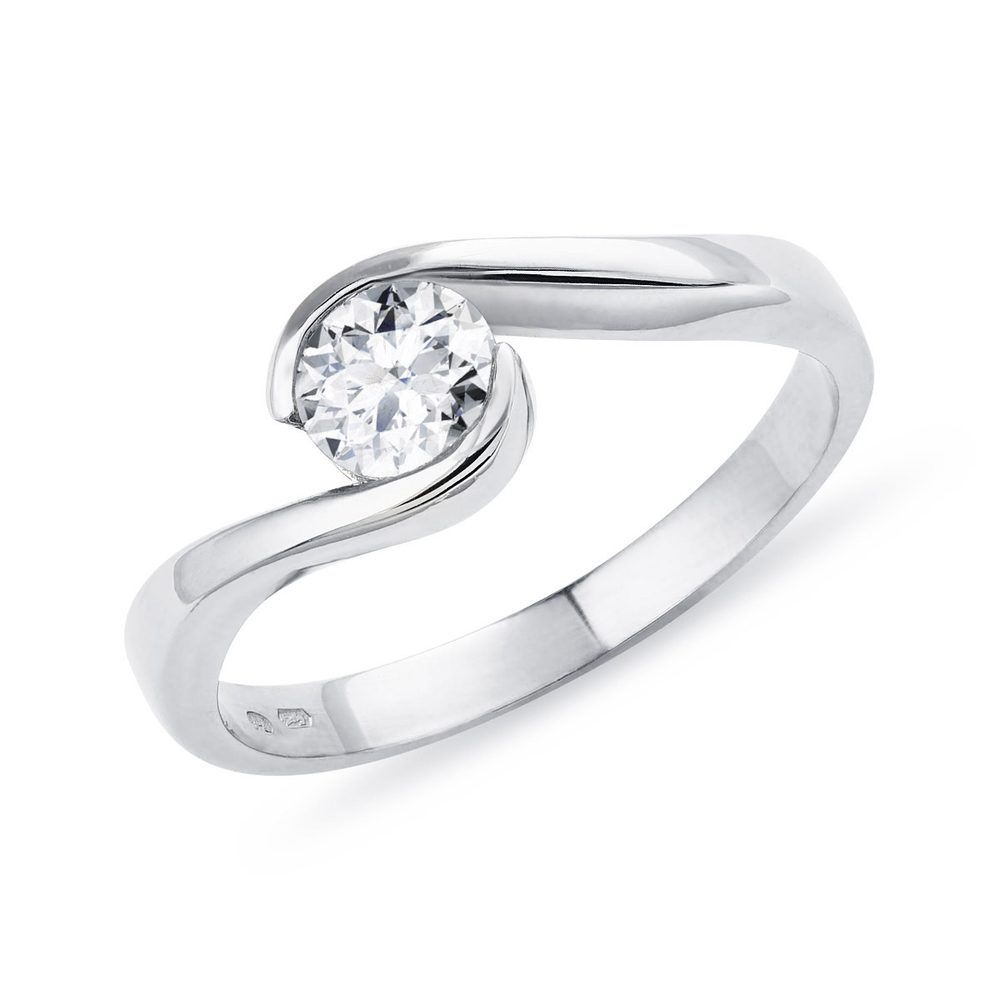 E-shop Originální prsten z bílého zlata s 0,5ct diamantem