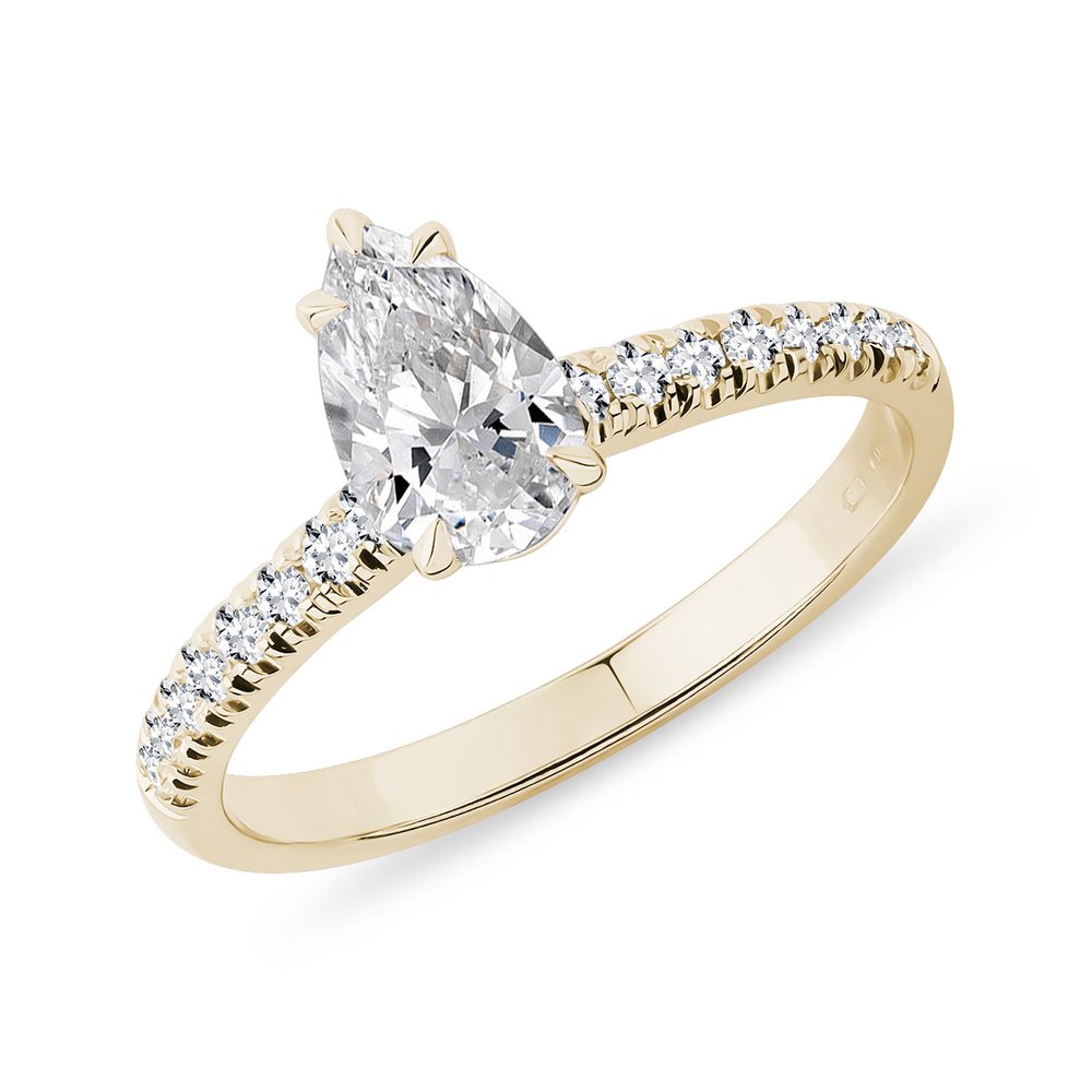 E-shop Zlatý prsten s 0,7ct diamantem kapka a brilianty