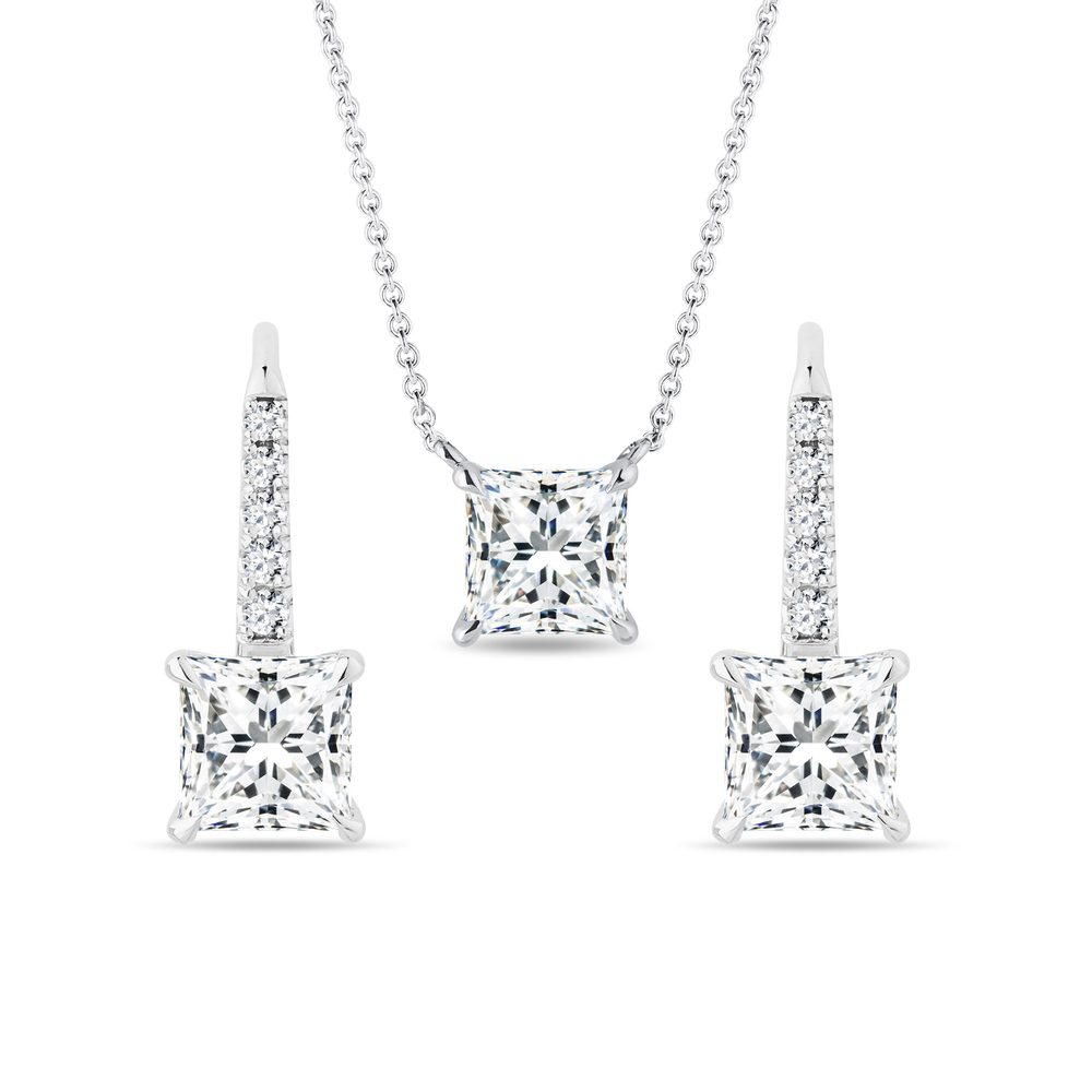 Sada šperků s lab grown diamanty v bílém zlatě KLENOTA