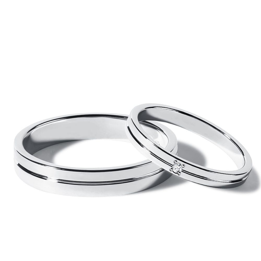 E-shop Souprava snubních drážkových prstenů z bílého zlata