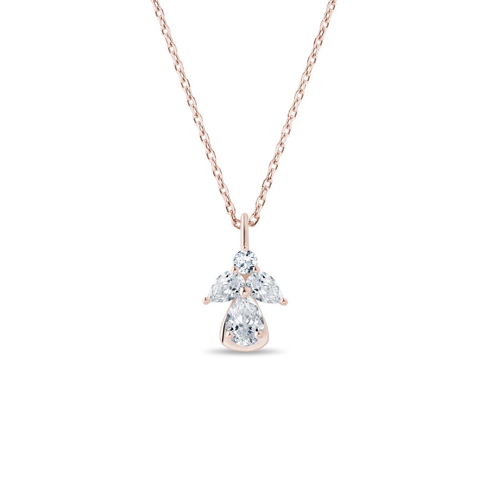 Náhrdelník s diamantovým andílkem v růžovém zlatě KLENOTA