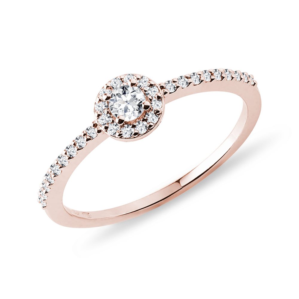E-shop Zásnubní prsten z růžového zlata s diamanty