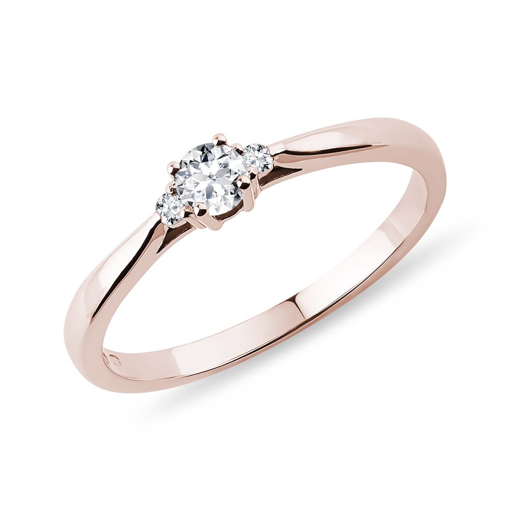 E-shop Diamantový zásnubní prstýnek z růžového 14k zlata