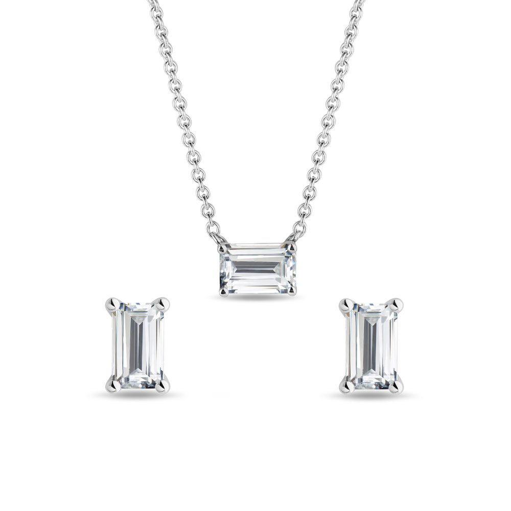 Sada šperků s emerald diamanty v bílém zlatě KLENOTA