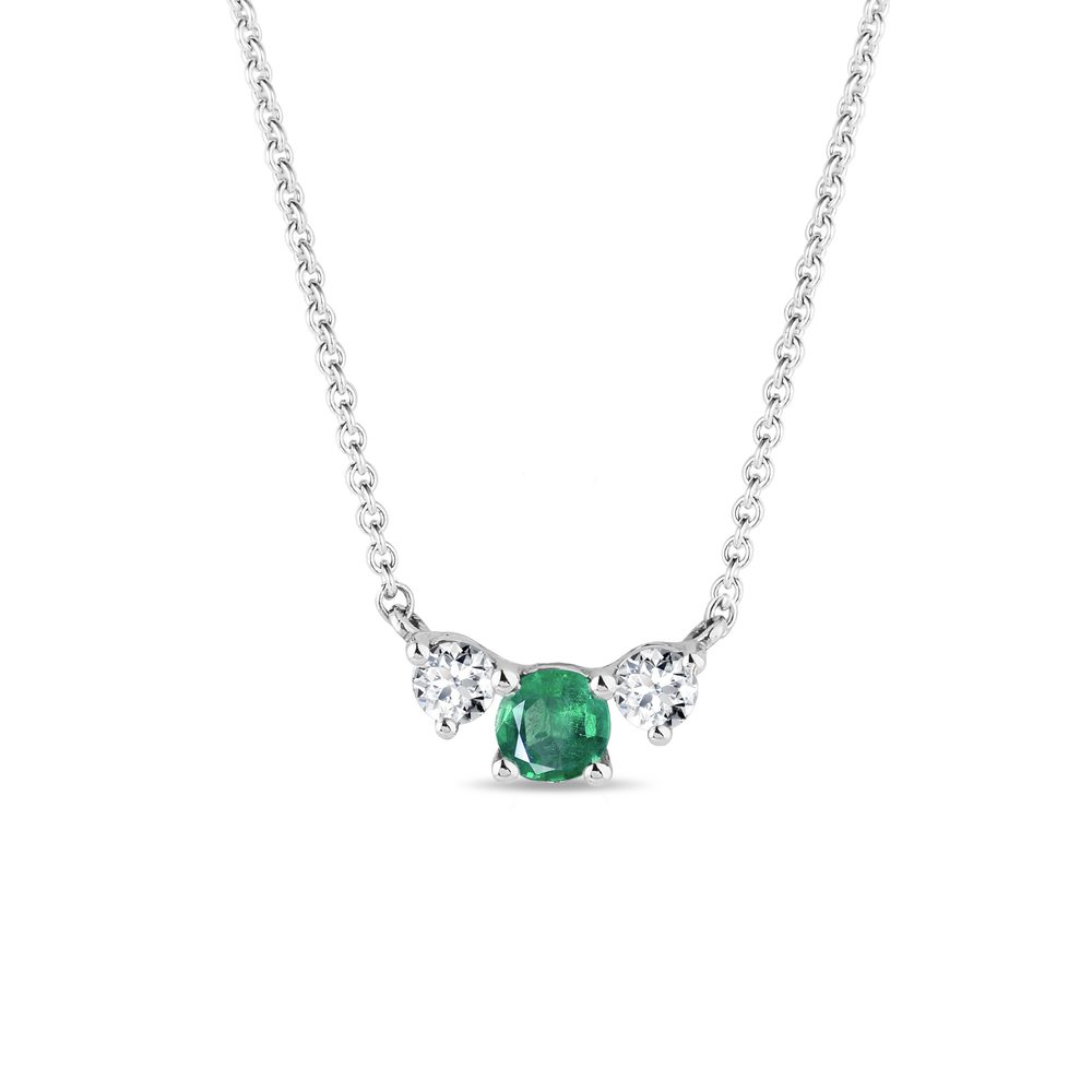 E-shop Zlatý diamantový náhrdelník se smaragdem