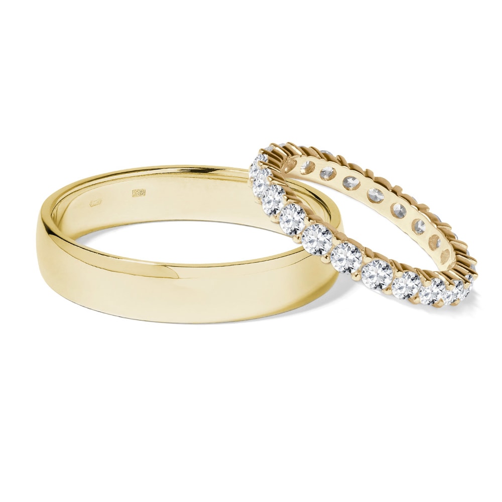 Zlaté snubní prsteny s brilianty KLENOTA