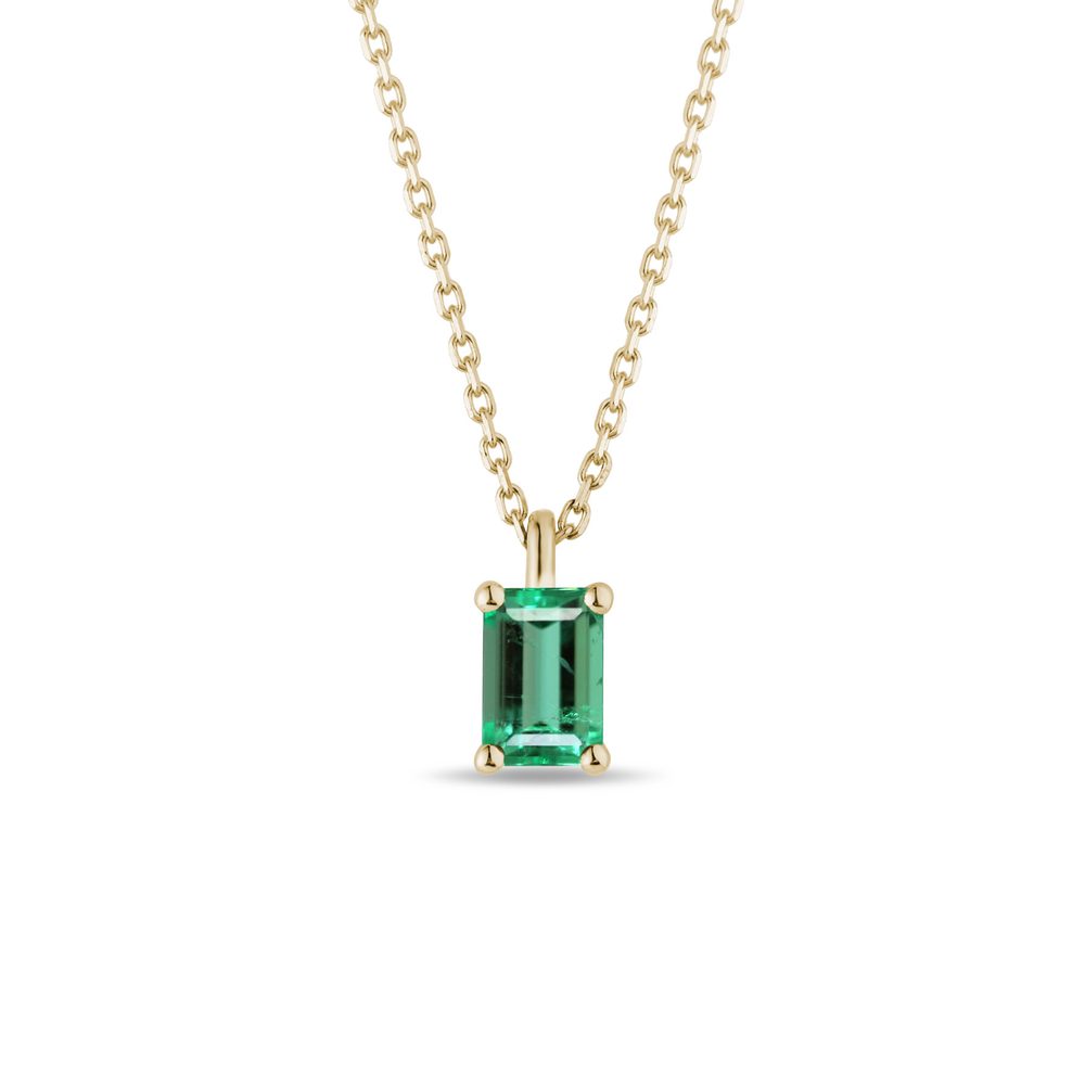 E-shop Náhrdelník se smaragdem emerald cut ve zlatě
