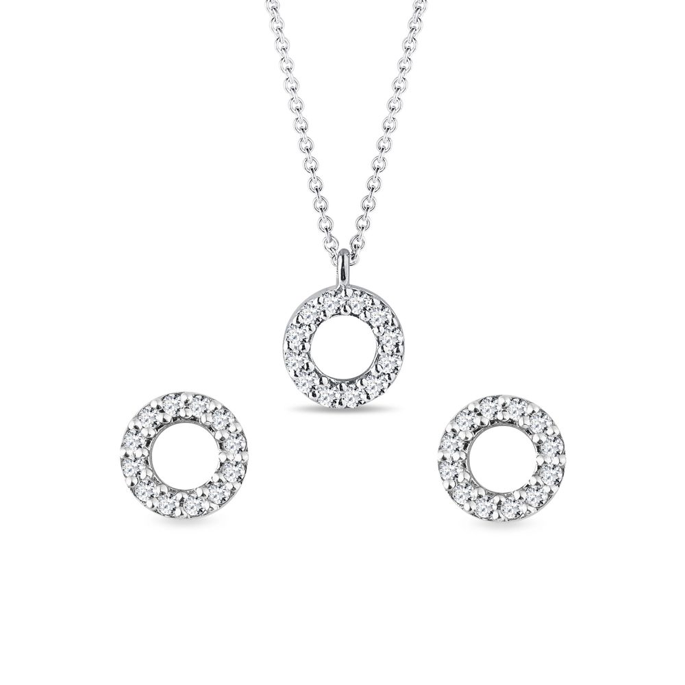 E-shop Set diamantových šperků s motivem kruhu v bílém zlatě