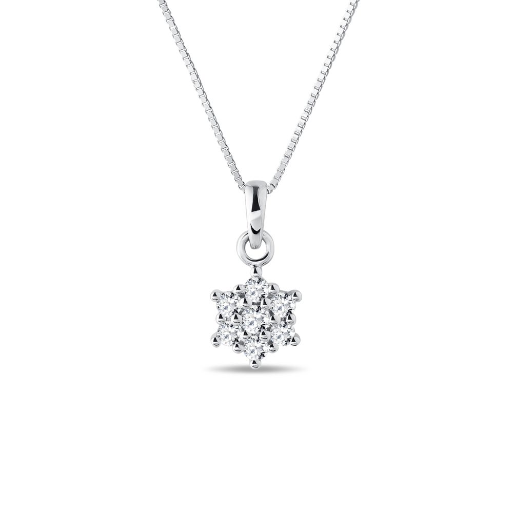 E-shop Briliantový náhrdelník z bílého zlata ve tvaru kytičky