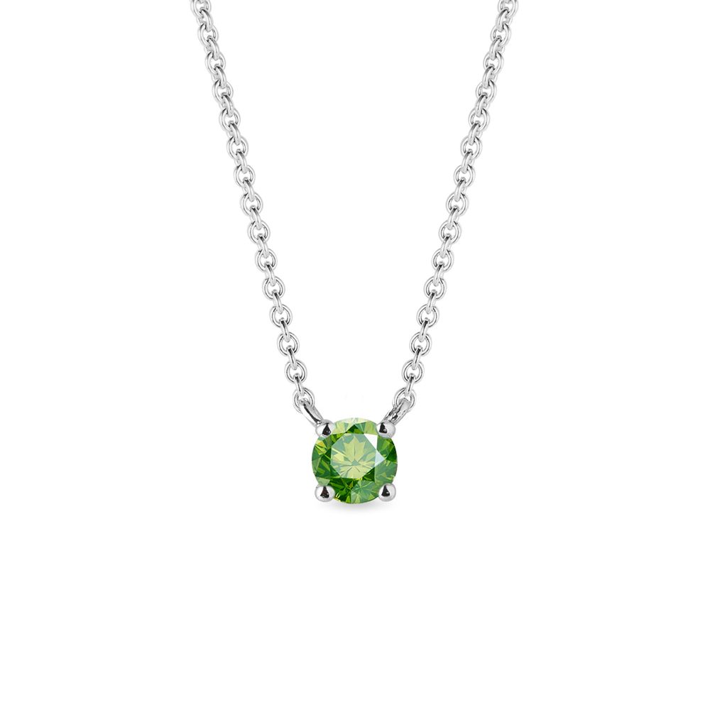 E-shop Náhrdelník z bílého zlata se zeleným diamantem