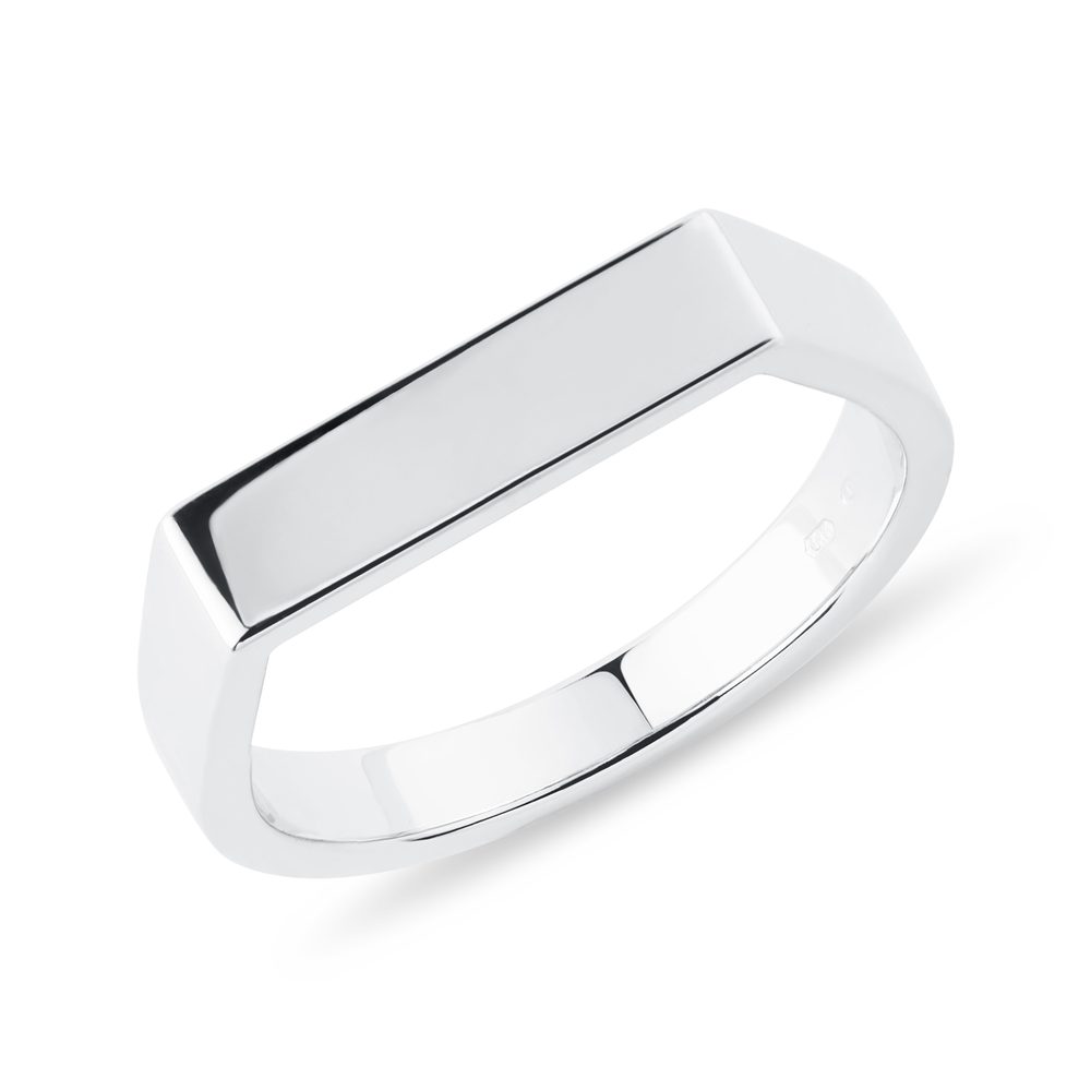 E-shop Široký prsten z bílého zlata s rovnou ploškou