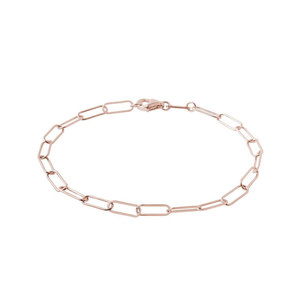 Náramek typu Paperclip v růžovém 14k zlatě KLENOTA