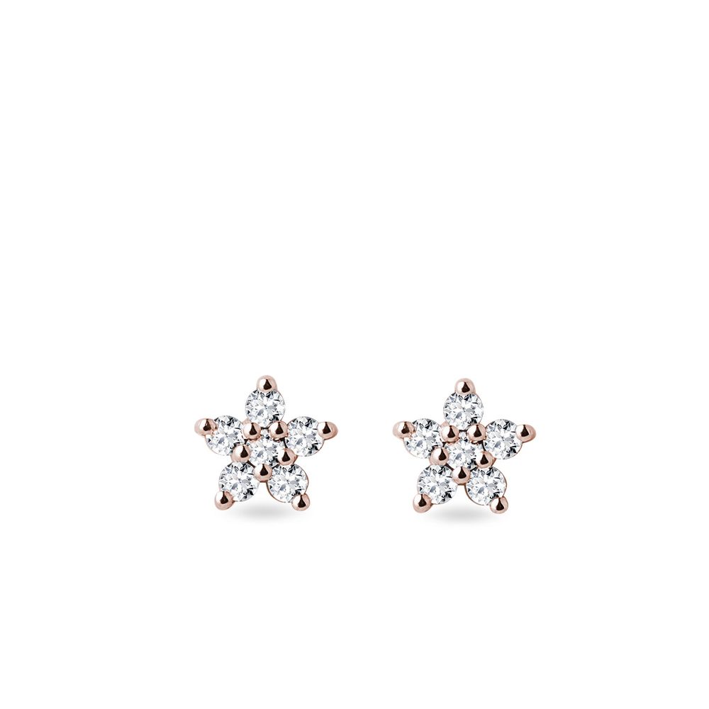 E-shop Náušnice hvězdy s diamanty v růžovém zlatě