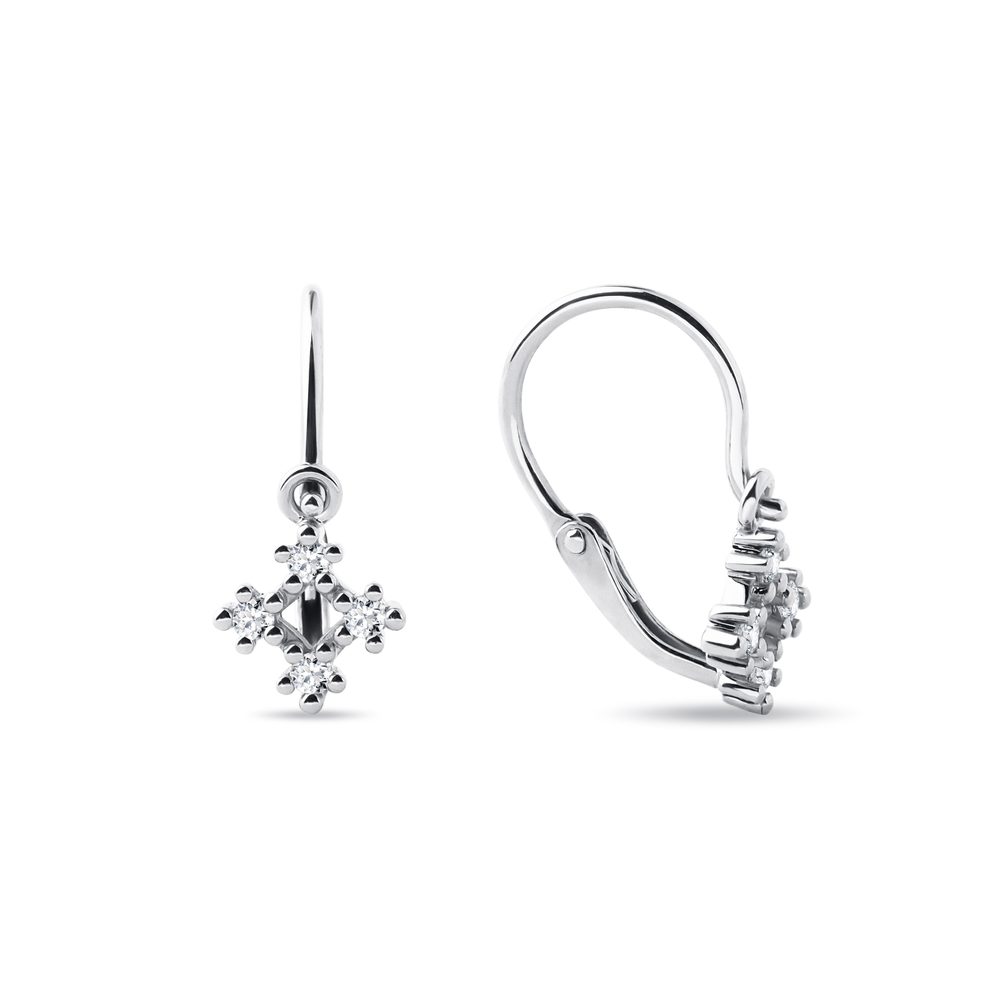 Dětské náušnice vločky s diamanty v bílém zlatě KLENOTA