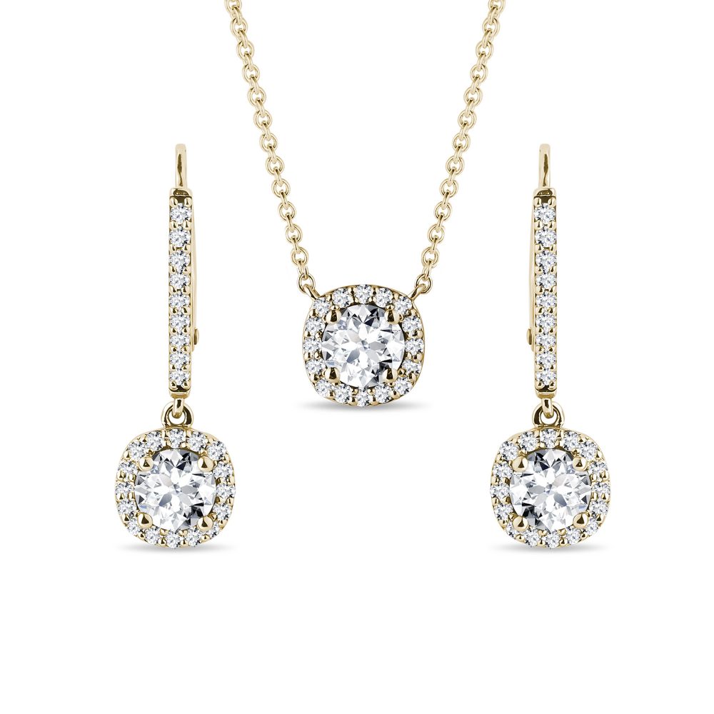 Luxusní set diamantových šperků v halo stylu KLENOTA