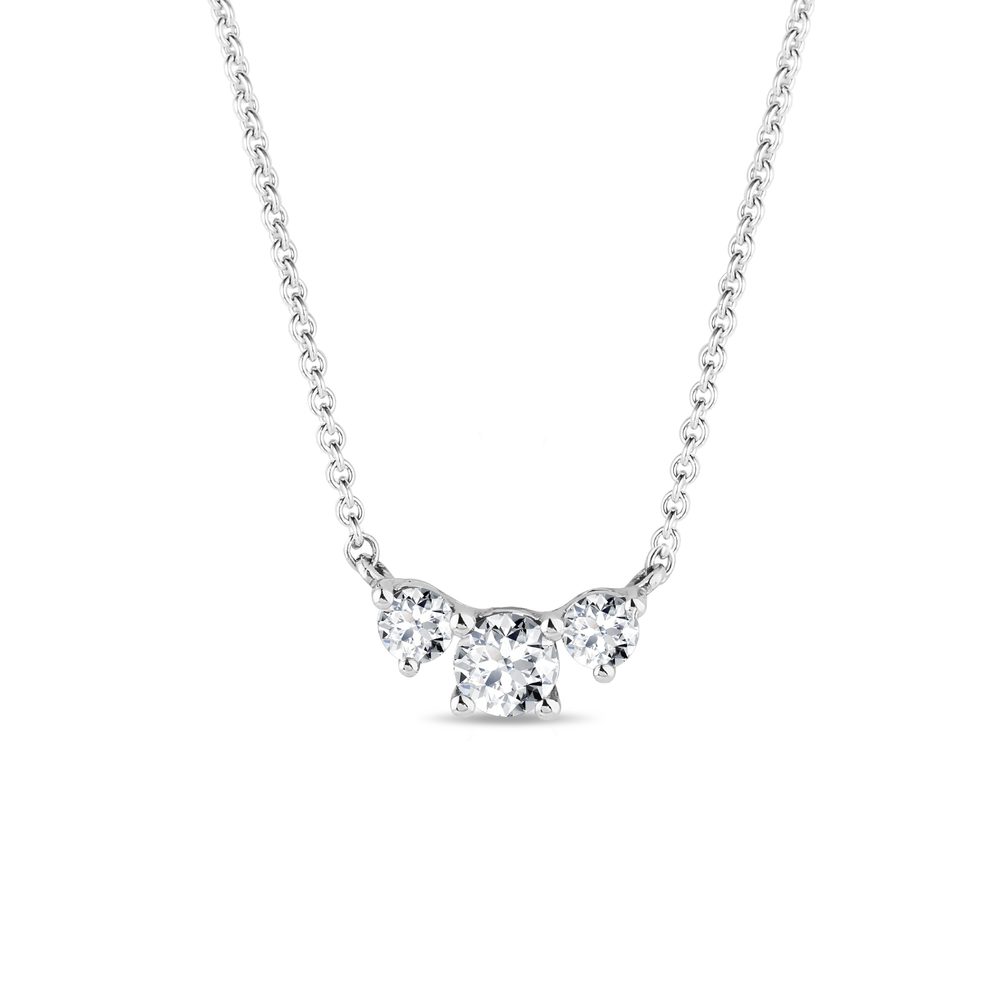 E-shop Náhrdelník se třemi diamanty v bílém 14k zlatě