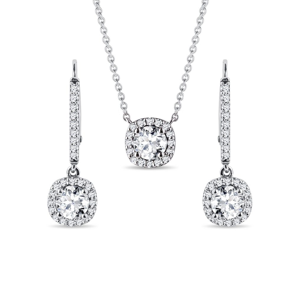 Luxusní set šperků s diamanty v halo stylu KLENOTA